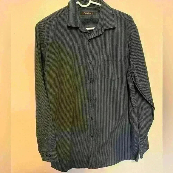 Axist Long Sleeve Shirt For Men Size Medium Striped Black and Blue - Picture 1 of 4